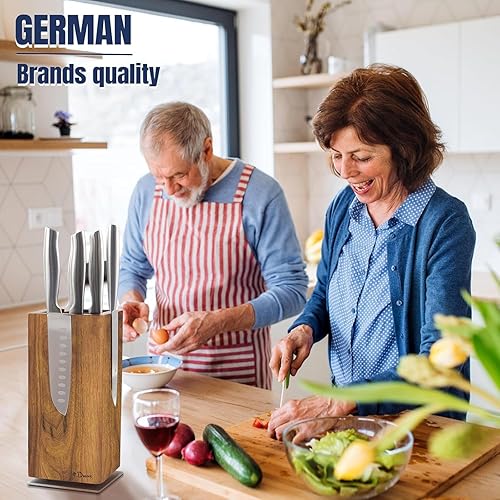 Miniatura 6 de Dmore Bloque magnético para cuchillos sin cuchillos, soporte magnético giratorio de 360 hecho de madera de acacia fina, almacenamiento de cuchillos