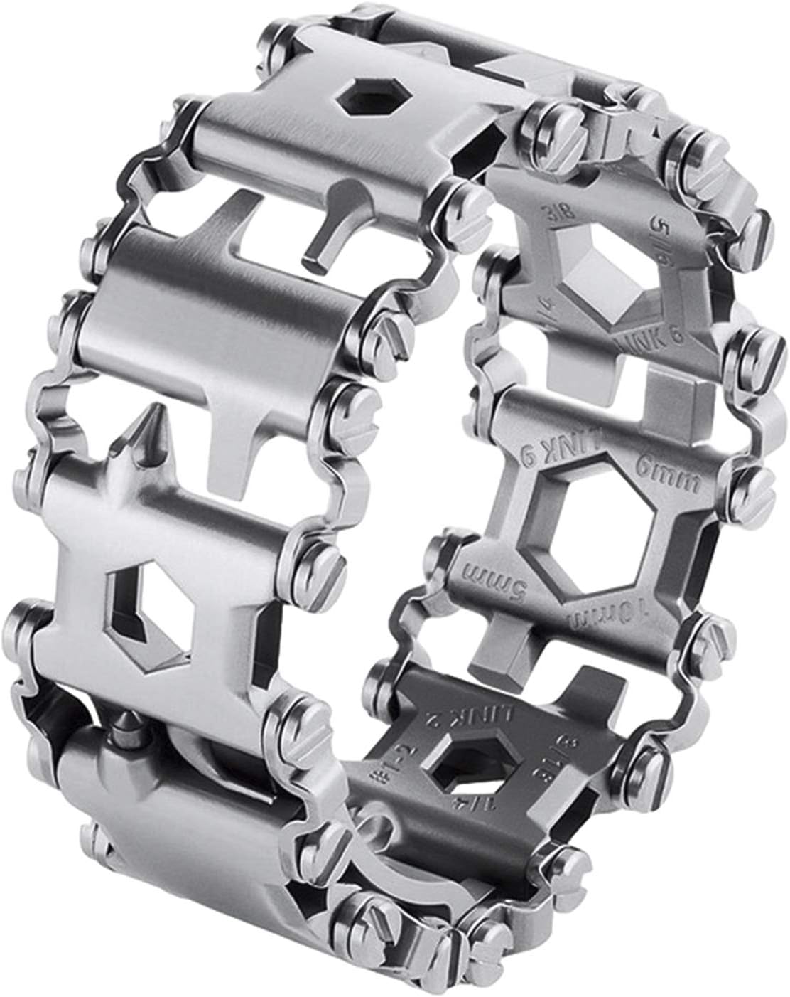 Stainless Tool Bracelet for Men Compatible for LEATHERMAN TREAD and Watch Band 29 in 1 Survival Hiking Camping Travel Friendly Multitools Wearable Bracelet