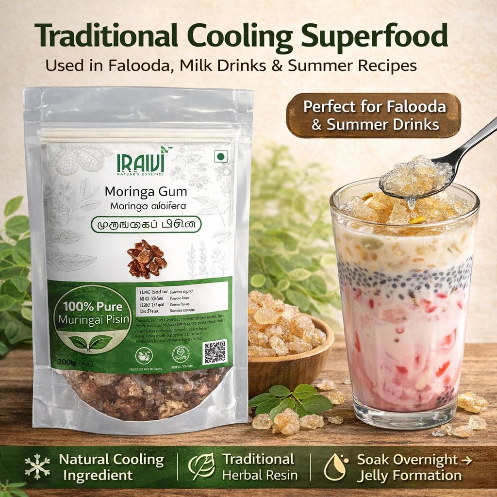 Moringa Gum (Murungai Pisin) 200g | Edible Tree Gum | Natural Cooling Food | Traditional Herbal Resin | Soak & Use for Drinks, Falooda & Summer Wellness | Shigru Gond — Amazon image 2