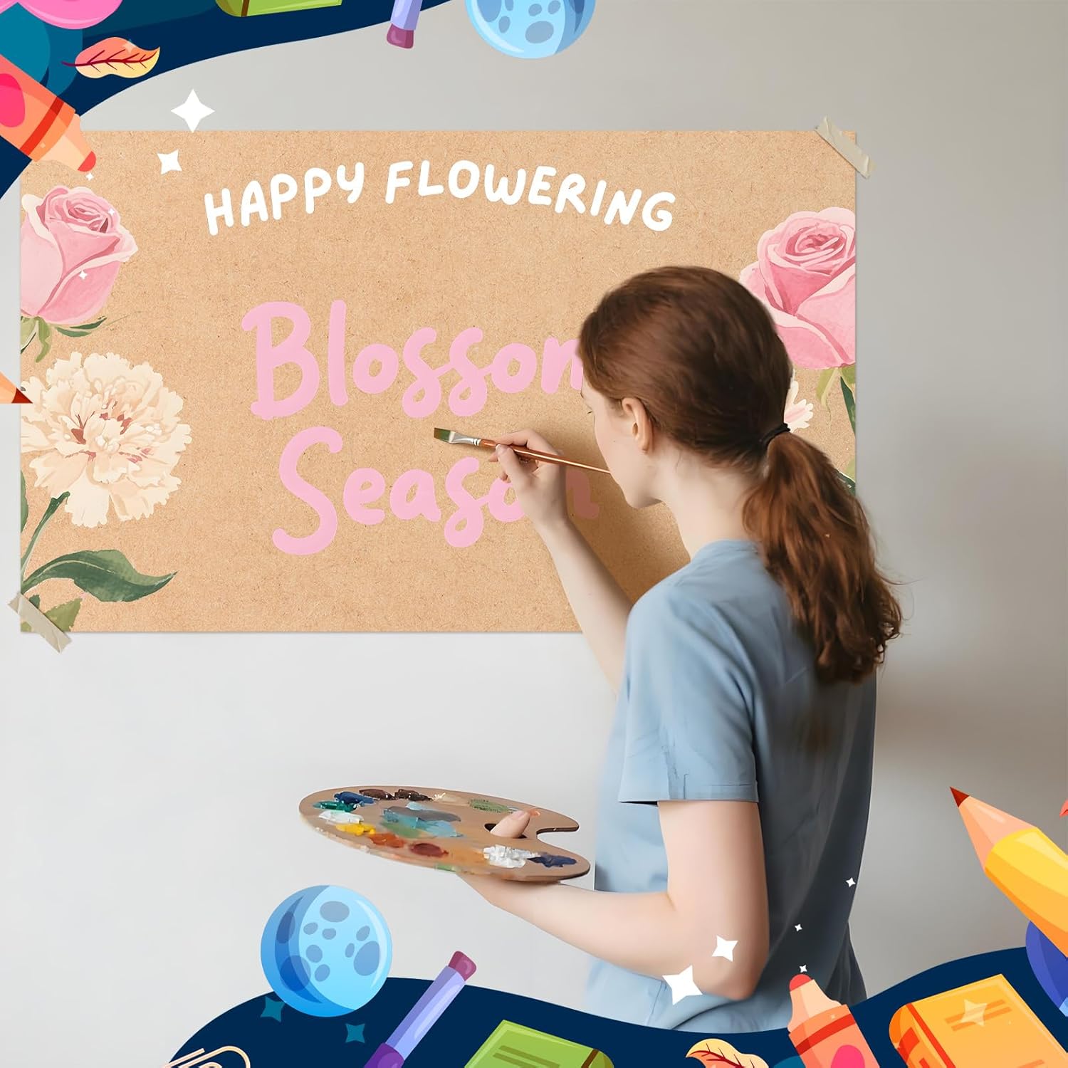 Tatuo 4 Pcs 36" x 72" Large Blank Brown Paper Banners for Easter Day 2026 Graduation Crafts Decoration 120gsm Thick Kraft Paper Banner for Display Wall Signs Painting Birthday Wedding Party Decor