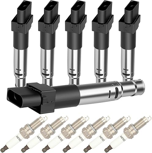 Miniatura 2 de ROADFAR 6 bobinas de encendido con 6 bujías de iridio para Porsche TT A3 EOS Cayenne C1466 UF531