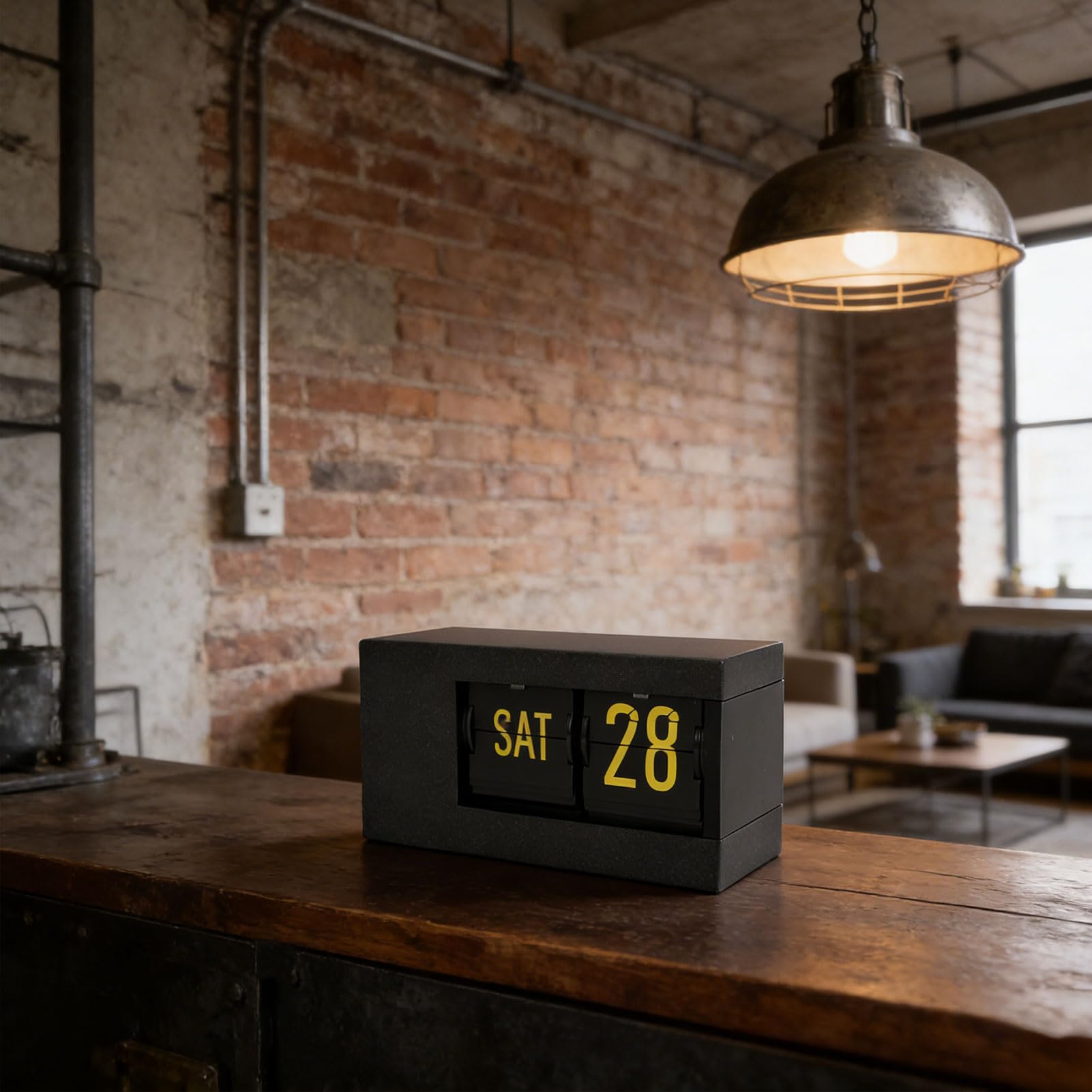 Orologio con calendario, display a LED, cambio automatico, 12 ore AM-PM, calendario perpetuo retrò (nero)