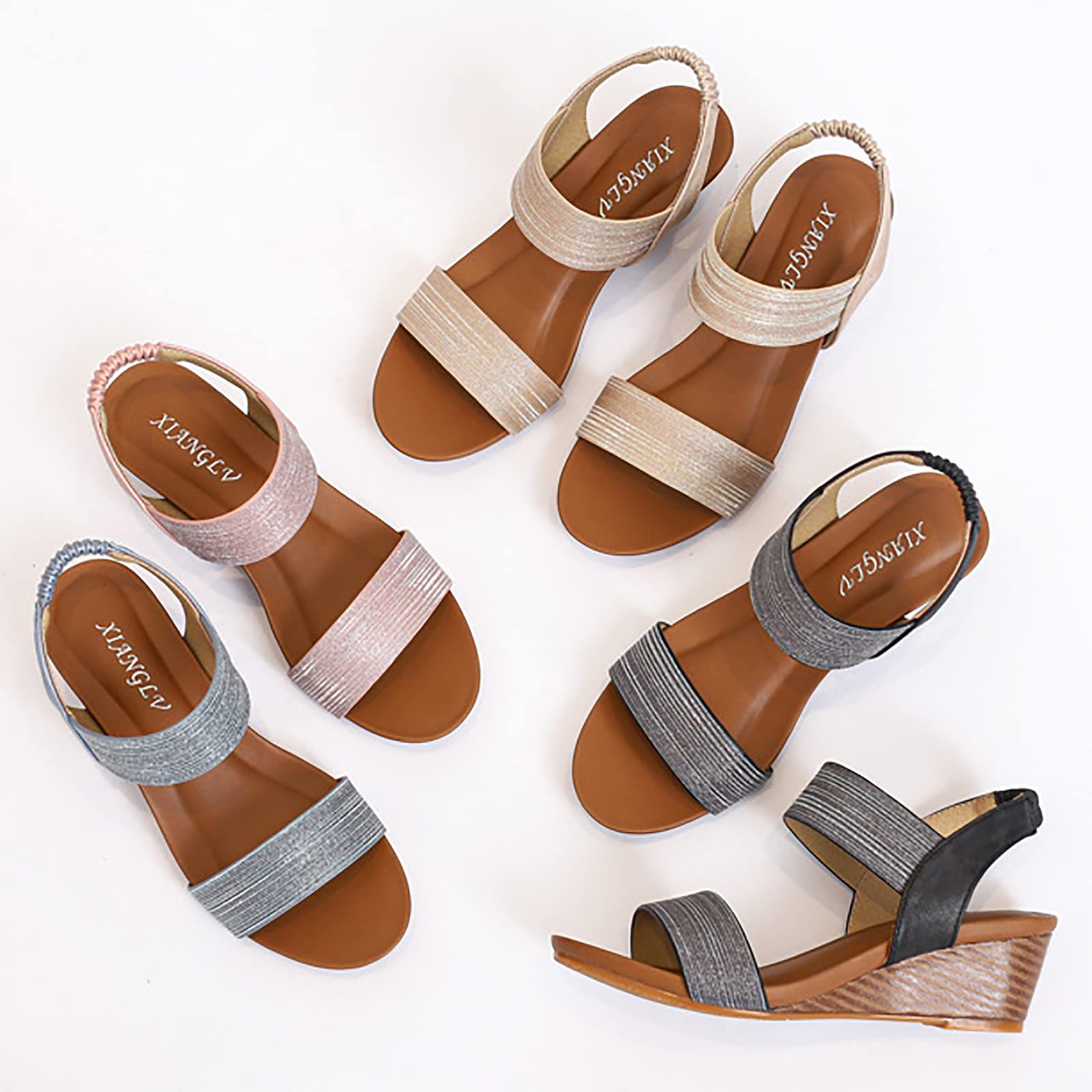 Generico Donna Sandalo Casual Con Cinturino Alla Caviglia Da Fata Tacco A Zeppa Grande Sandali Hawaianas Estive Comode Eleganti Nero Pantofole 36 Comodo Estivi 34 Per Camminare Sportivi Scarpe