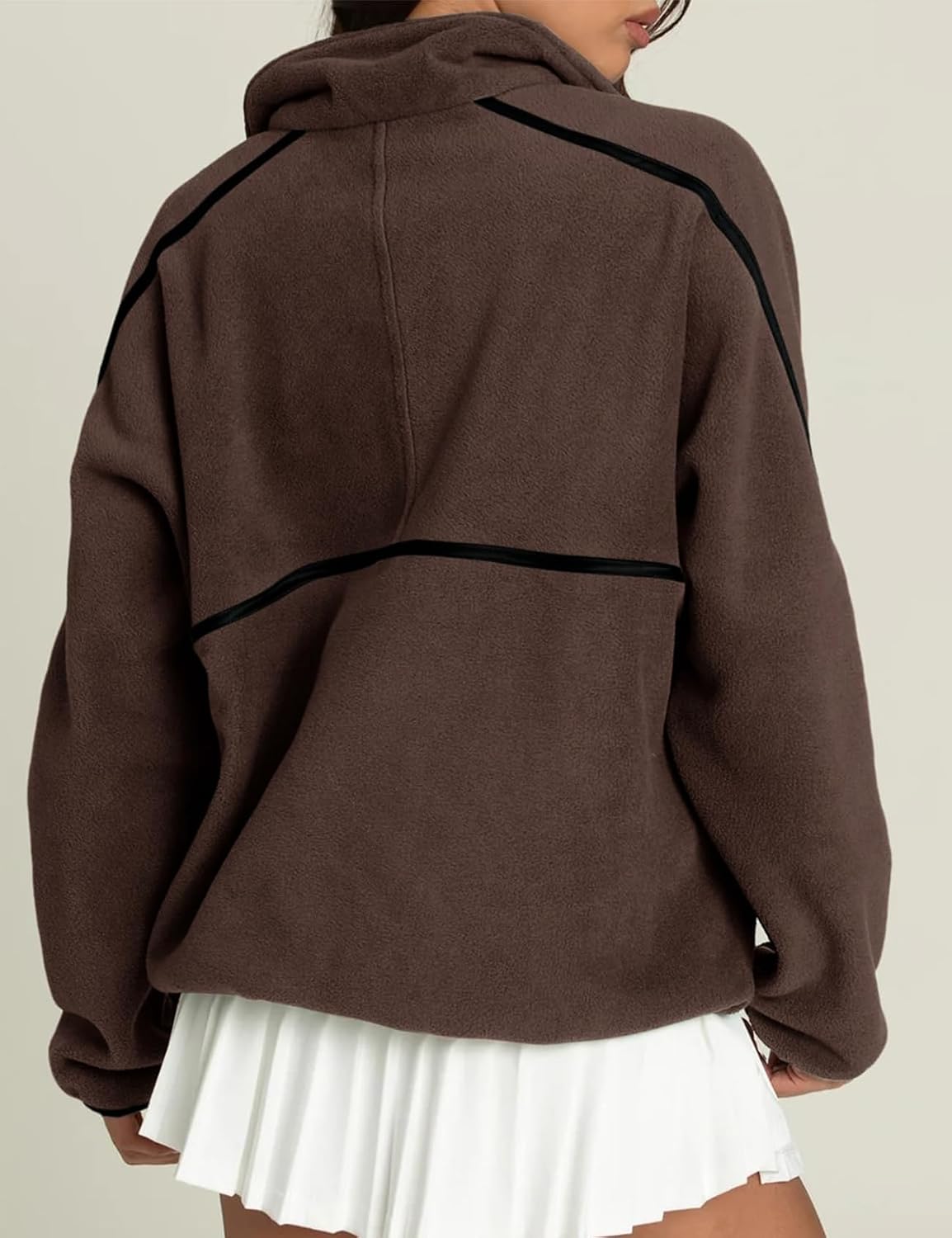 Wyeysyt Women's Fleece Quarter Zip Pullover Oversized Half Zip Sweatshirt with Pockets