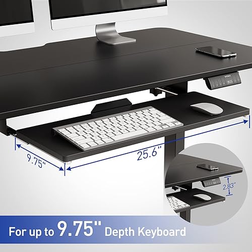 Miniatura 3 de WOKA Escritorio eléctrico de pie de altura ajustable, escritorio de pie de 48 x 24 pulgadas con bandeja para teclado, mesa motorizada con tablero de
