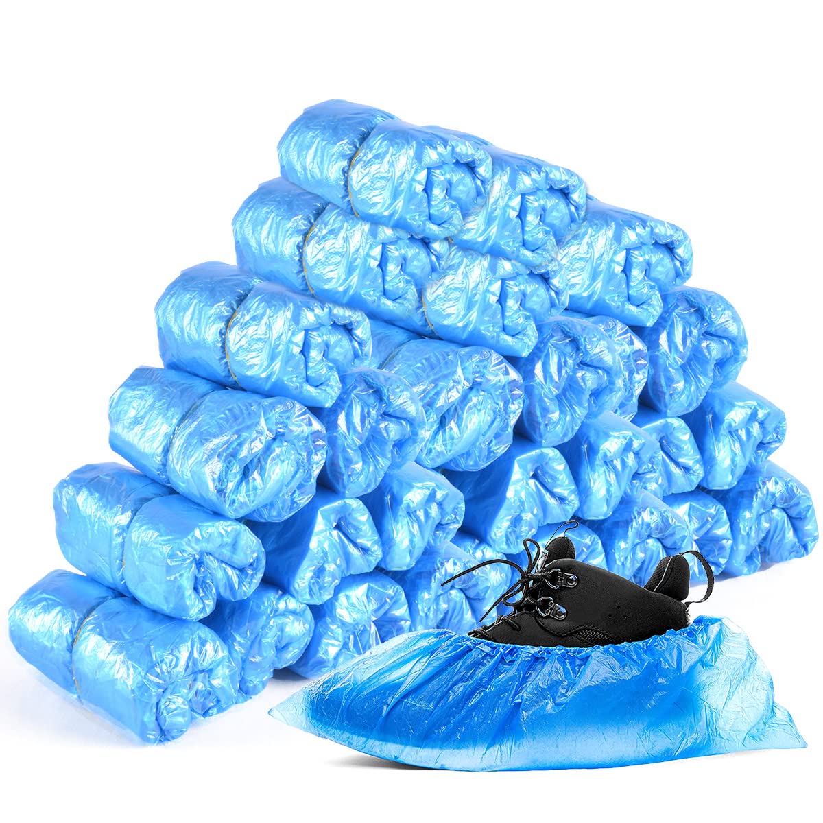 Jicyor300PCS Disposable Shoe Covers, Jicyor Blue Plastic Shoe Covers, Waterproof Non-Slip-Dust Shoes Covers,Shoe Protector Covers,Suitable for Keeping Shoes/Floors/Carpets Clean and Tidy