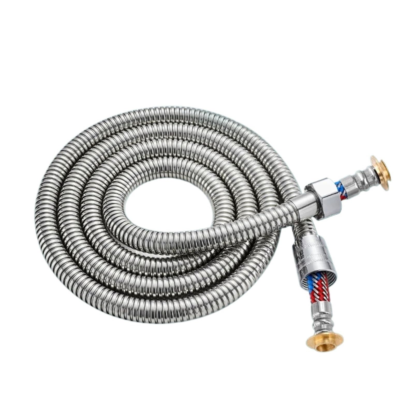 Shower Hose Bathroom 1.5/2/3Meters Stainless Steel Flexible Shower Hose Explosion-Proof Two-Layer Inner Tube Large Flow Extension Plumbing Pipe(2M)