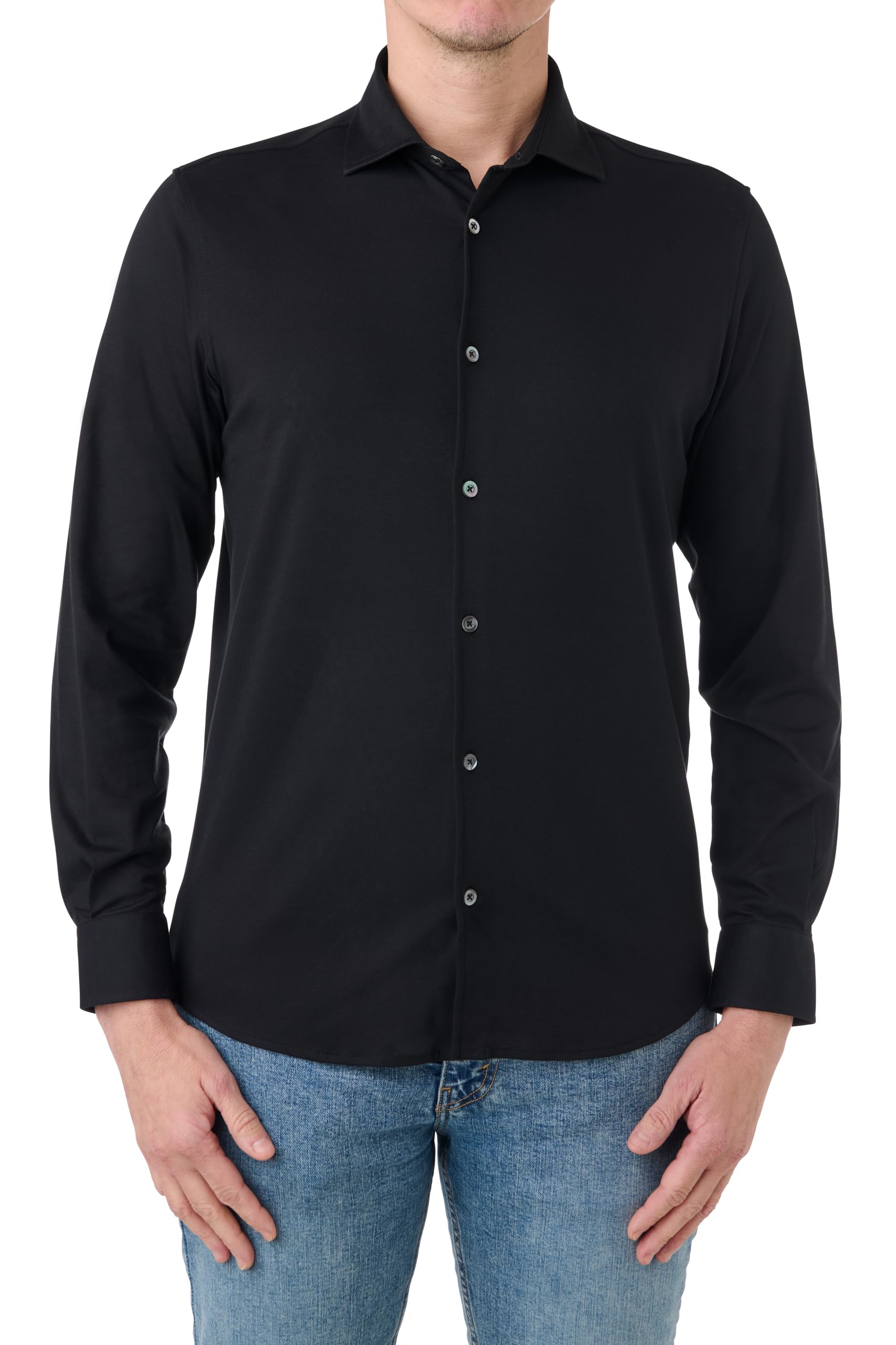 Nino Marini Camicia Uomo Cotone Elastan - Interlock Ultralight Stretch - Colletto alla Francese - Taglie M/L - Ultimi Pezzi Prima Scelta