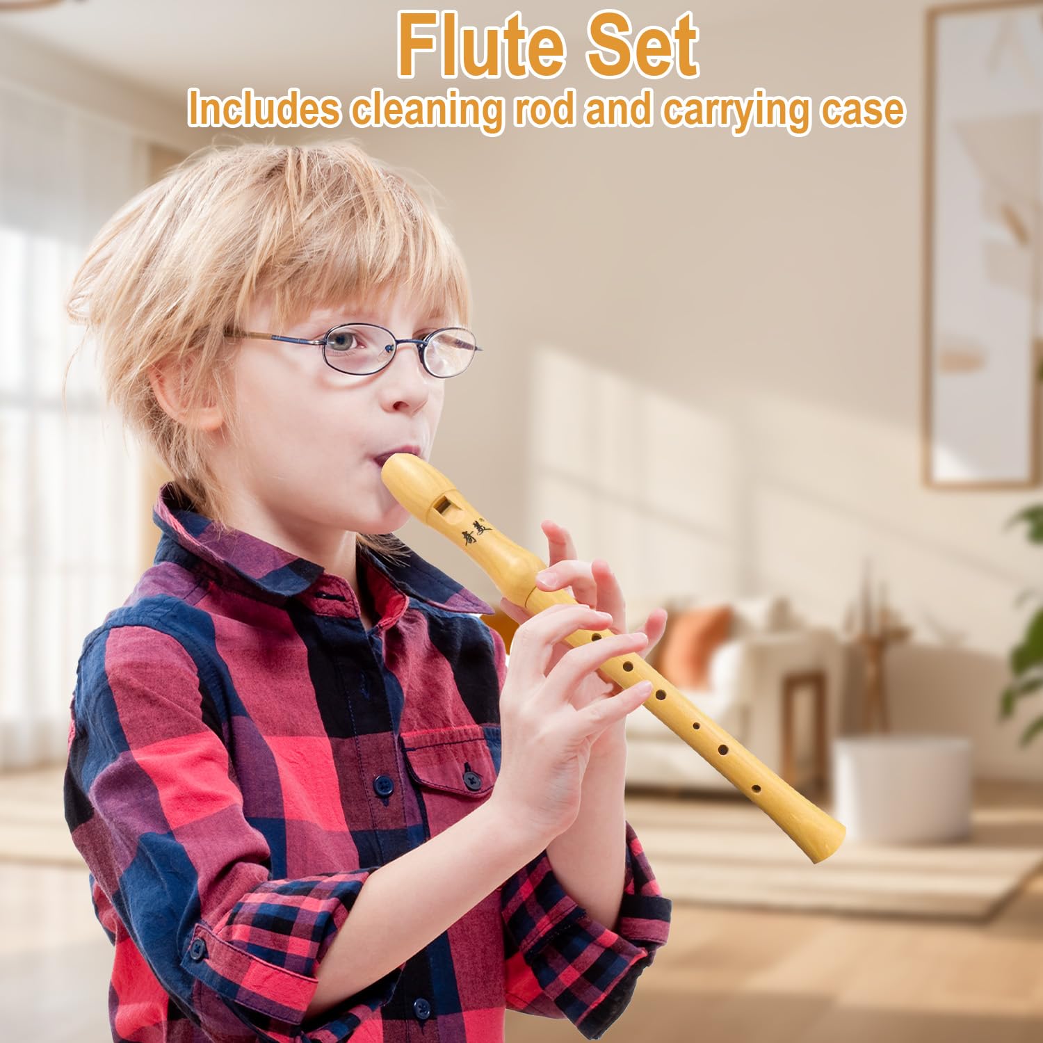 Flûte à Bec en Bois,Flûte à Bec Soprano,Flûtes à Bec à 8 Trous Conception Détachable avec Boîte Cadeau Brosse à Nettoyer Flute a Bec Enfant pour élèves et Débutants