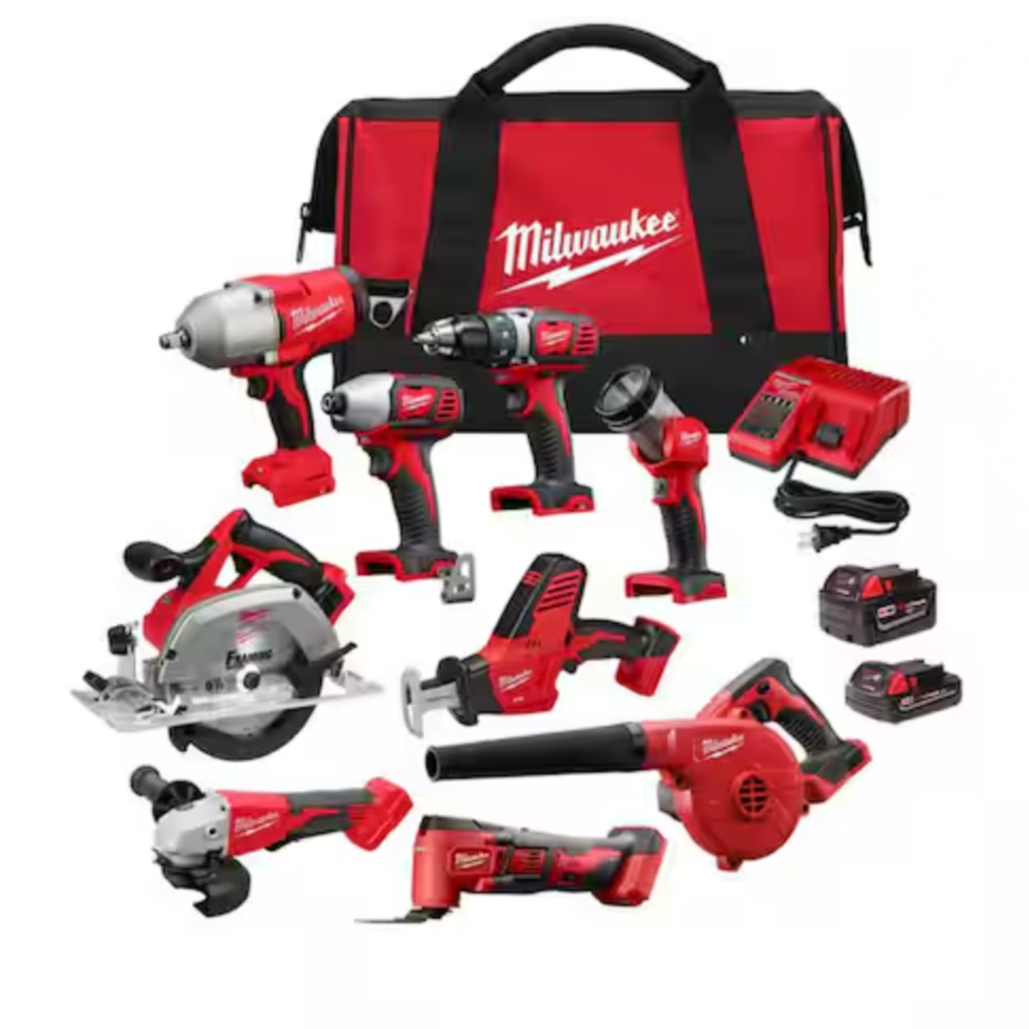 MILWAUKEE M18 18-Volt Lithium-Ion Cordless 9-Tool Combo Kit with 3 4.0 Ah Batteries, Charger and Tool Bag