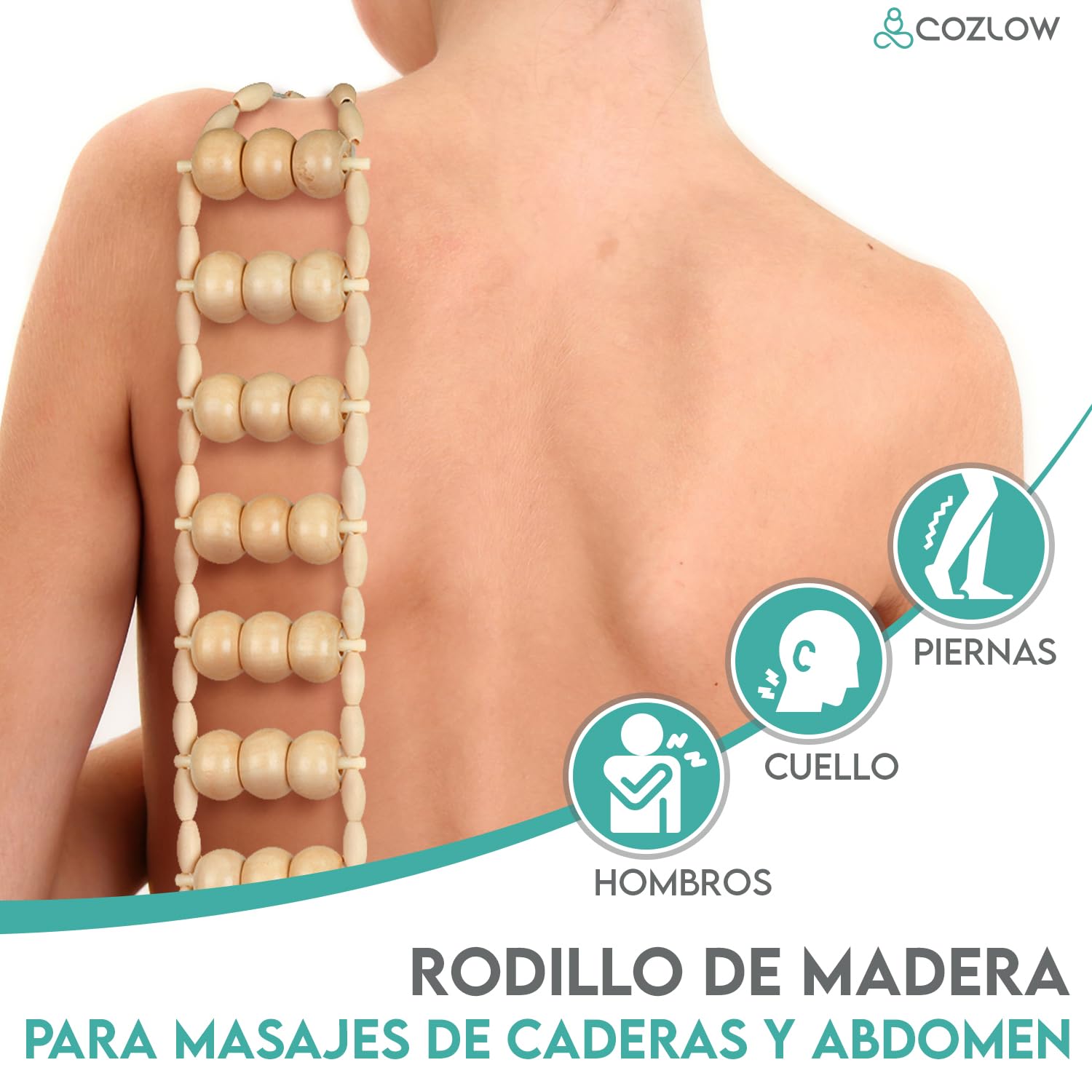Herramientas de masaje de terapia de madera 6 en 1 - Kit profesional de Maderoterapia para moldear y esculpir el cuerpo - Rodillo de masaje de drenaje linfático - por Cozlow