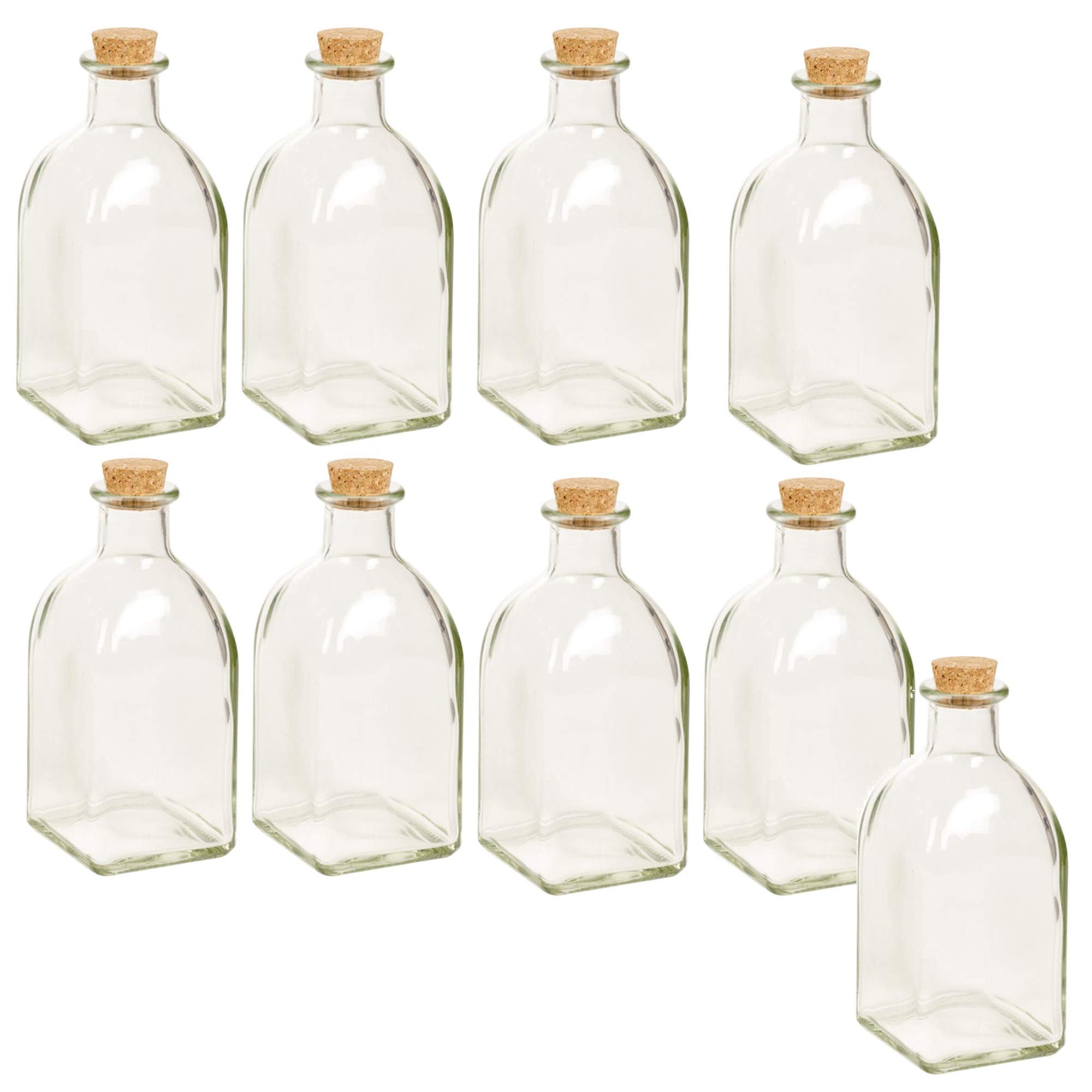 URBN-CHEF 3 Piece Glass Oil and Vinegar Set Cruet Condiment Dispenser Bottle Struggle Cork Lid (9, 120ml)
