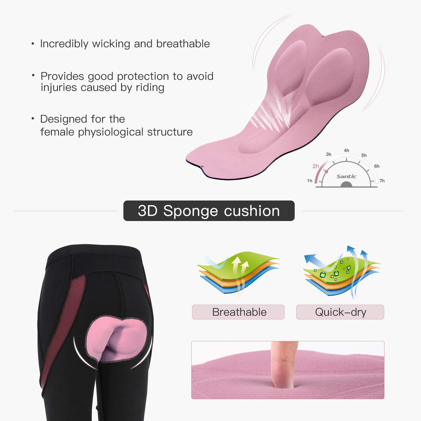 Santic Fahrradhose Lang Damen Gepolsterte Winter Thermo Leggings Radlerhose Radhose Radsport Lange Hosen Tights Elastische Schnell Trocknend