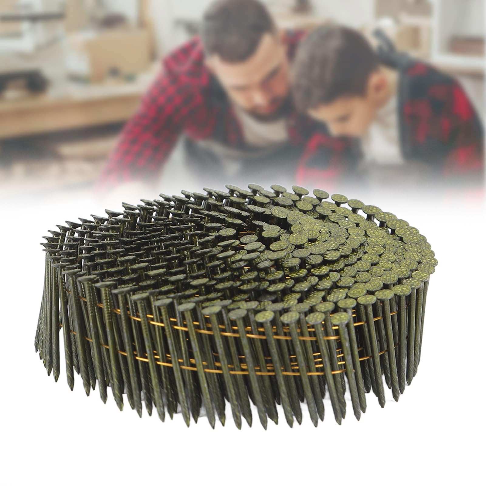 Clavos en Espiral de Alambre de Acero para Revestimiento, 2,1 X 38 Mm, 40 Rollos, 16000 Unidades, Vástago de Anillo de Cabeza Redonda de 15 Grados para Revestimiento de Techos, Paletas,