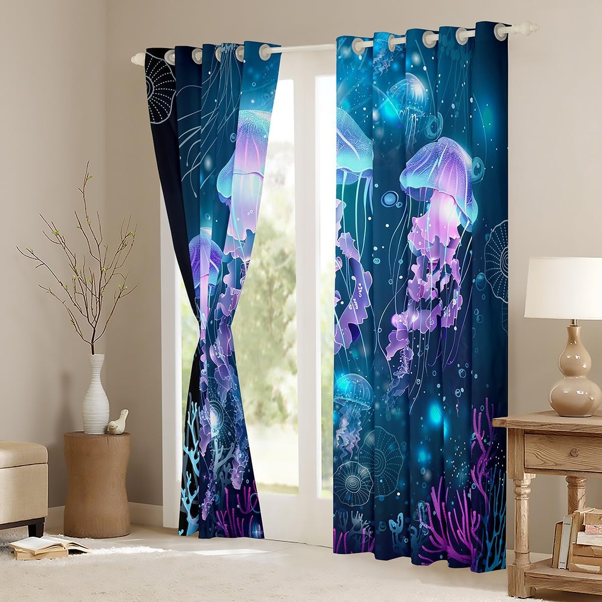 Kids Cute Sushi Curtains for Bedroom Japanese Style Kawaii Decor Curtains for Bedroom Lovely Sushi Pink Heart Window Drapes Cartoon Window Treatments Decor (2 Panels， 52 x 84 Inch)