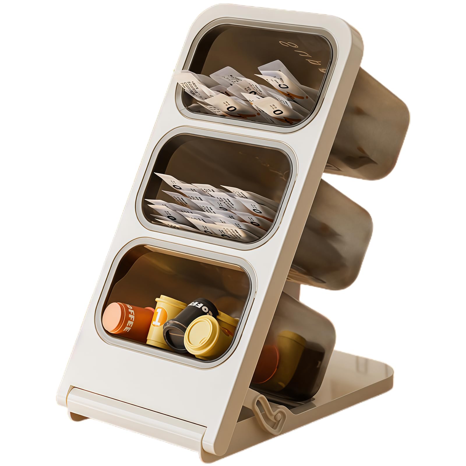 Coffee Pod Holder with 3 Removable Box K Cup Storage Container Coffee Bar Accessories for Creamer Suger Plastic Desk Organizer Box Tea Bag Organizer