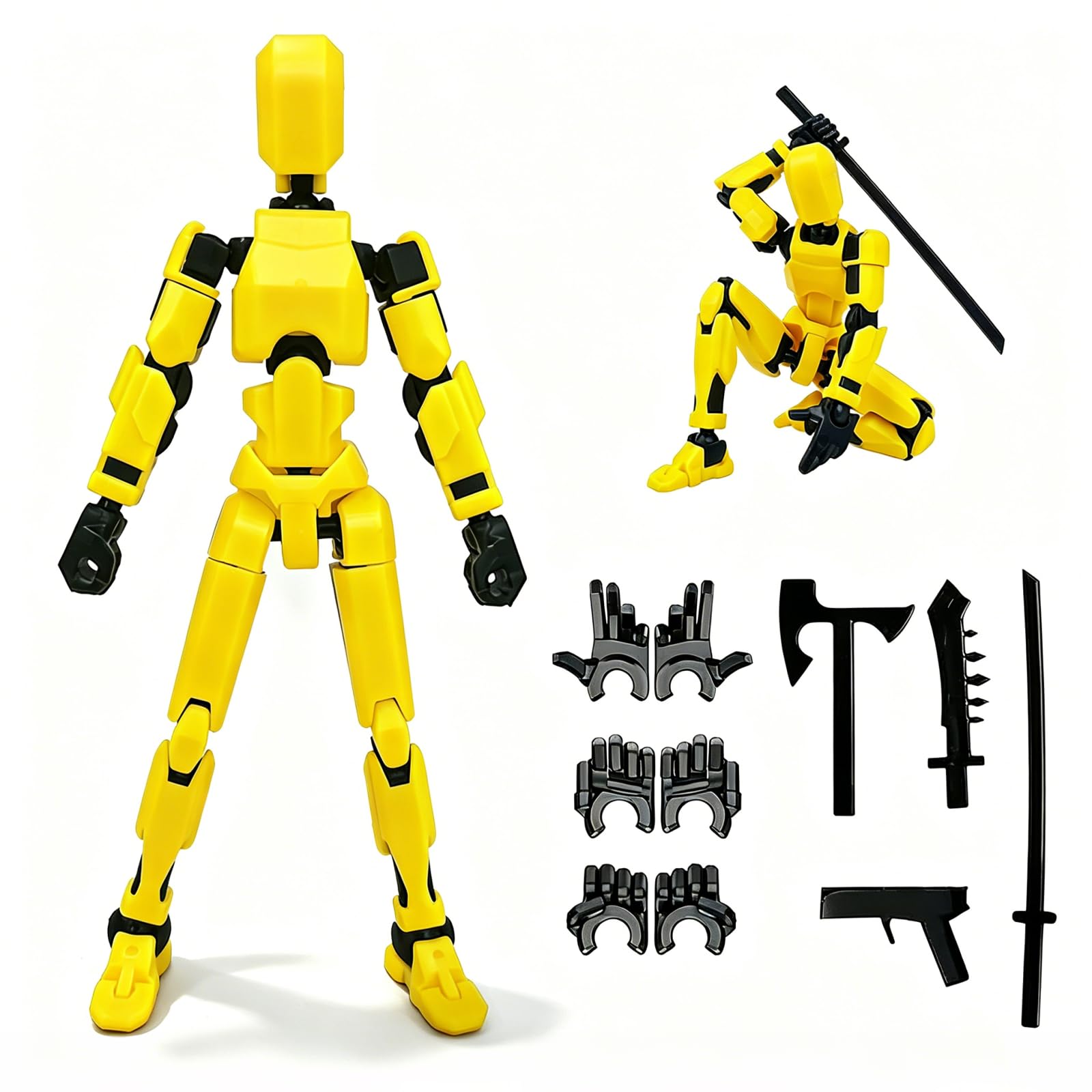 DANONI Titan13 Action Figure, Lucky Robot 13 Action Figures, 3D Printed Multi-Jointed Movable Action Figure, Dummy Robot 13 Figures Toy for Desktop Decorations Game Gifts (Yellow)