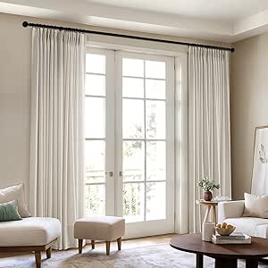 Amazon.com: Beige Pinch Pleated Linen Sheer Curtains 96 Inch Long W70 x ...