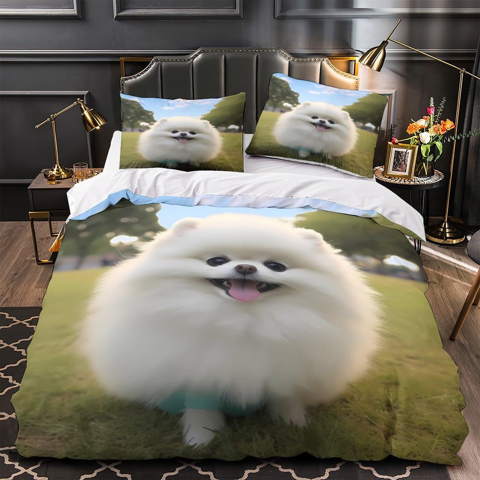 Parure de lit chat hypoallergénique housse de couette microfibre King