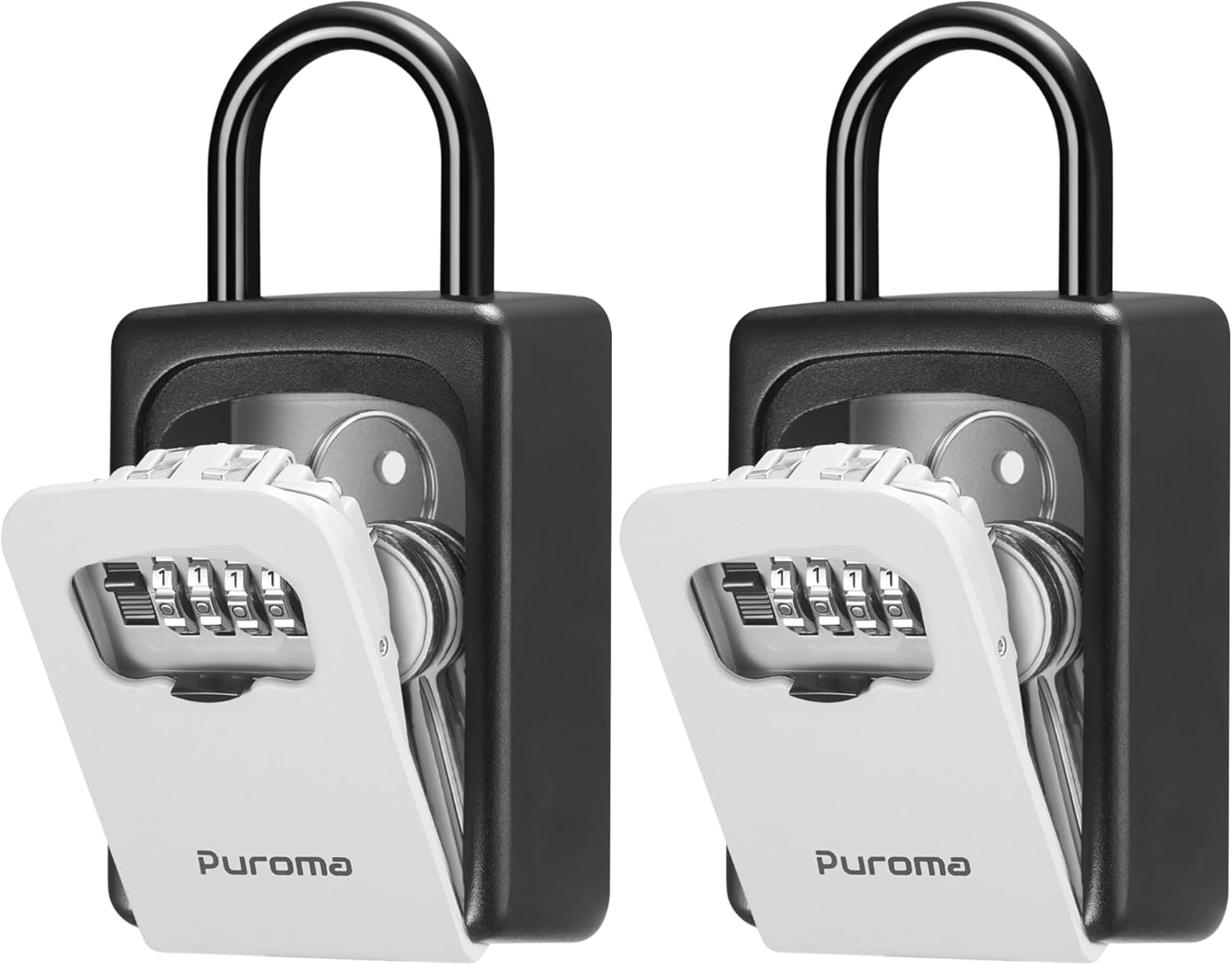 Puroma Lock Box, Large Key Lock Box Resettable Combination Code Lockbox, Portable Wall Mount Lockbox Security Safe Box for Outside Outdoor Home Office Door Handle House Key, Gray (2 Pack)