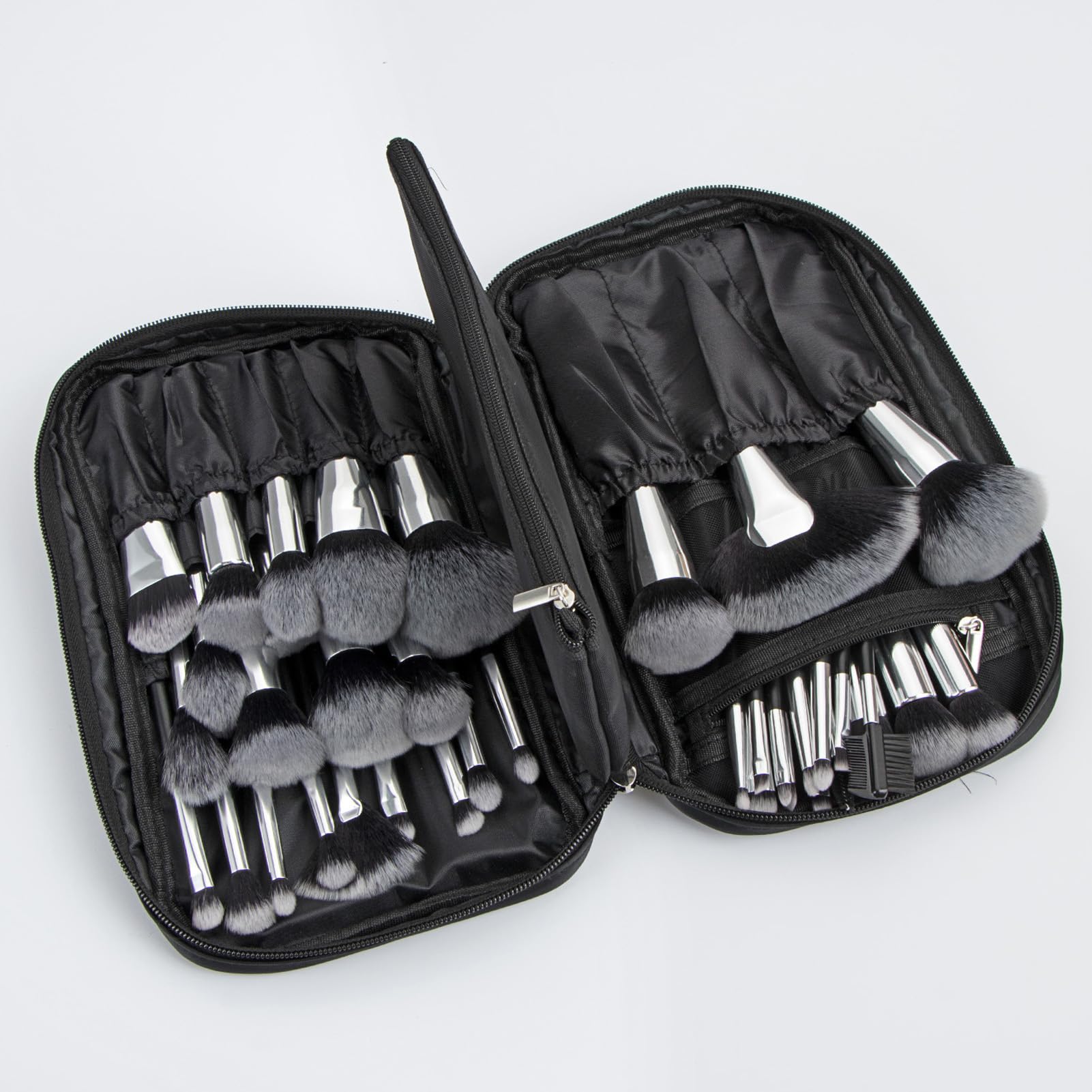 Pongnas Set Pennelli per Trucco, Pennelli per Trucco Professionali 40 Pezzi con Manico in Legno e Custodia, Pennelli in Fibra Sintetica