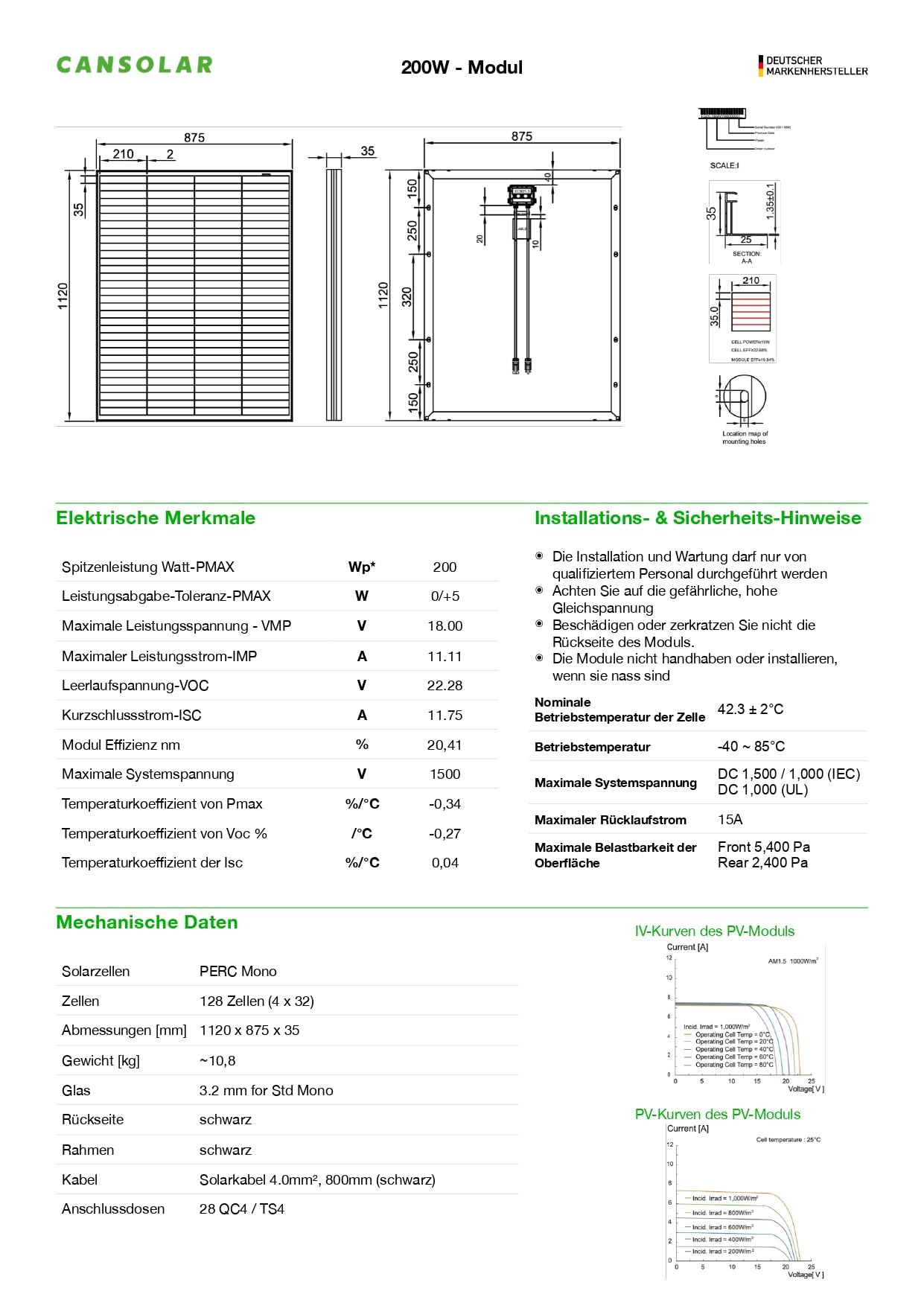 Cansolar Solarpanel - 200W  18 Volt  - Monokristallines Solarmodul - Hohe Effizienz Dank Shingled Technologie Photovoltaik Solarzelle Fuer Haus Gewerbe Industrie 10 Jahre Garantie