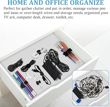 50 Pcs Cable Ties Reusable Hook and Loop Cable Straps Adjustable Tidy Fastening Strap Wire Management for Home & Office Accessories Headphones PC Wire USB Data Cables Organizer