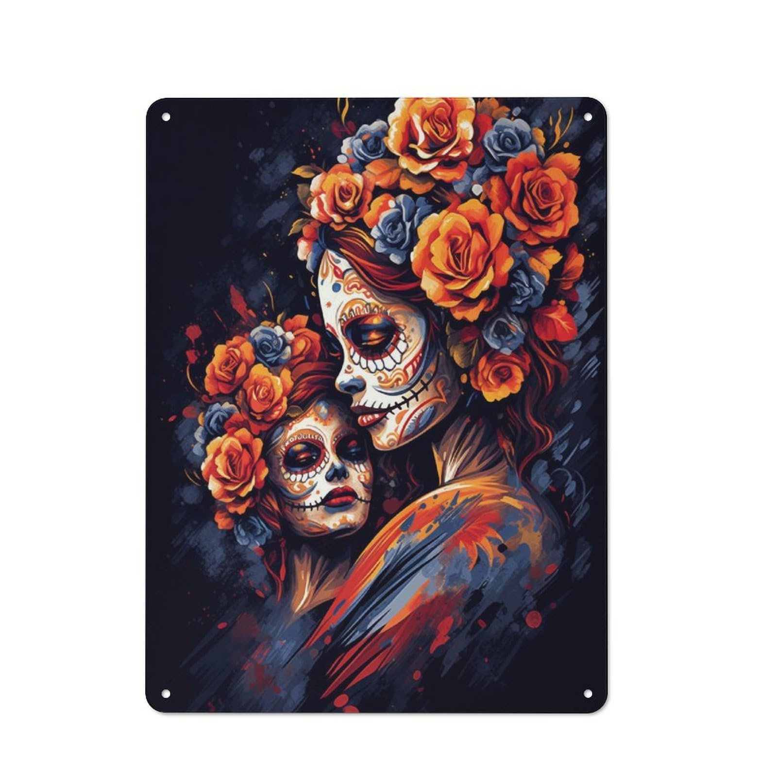 Junmoney Day Of The Dead Beauty Metal Sign 40X30cm With For Home Bar Wall, Rustic Decor, For Collectors Decorating Home Bars And Entertaining Spaces