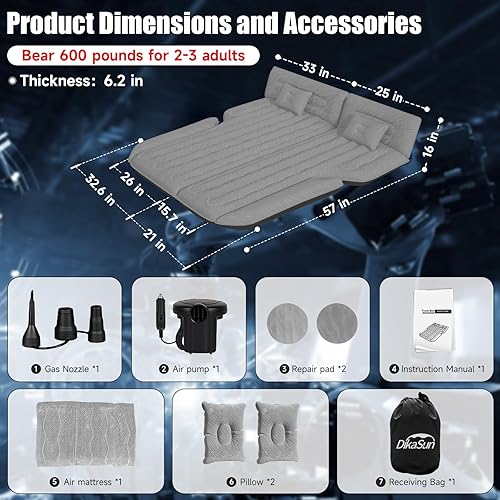 Miniatura 5 de Colchón inflable de aire para SUV, colchón de coche para SUV, cama de campamento de viaje de doble cara, colchón de dormir para SUV universal con