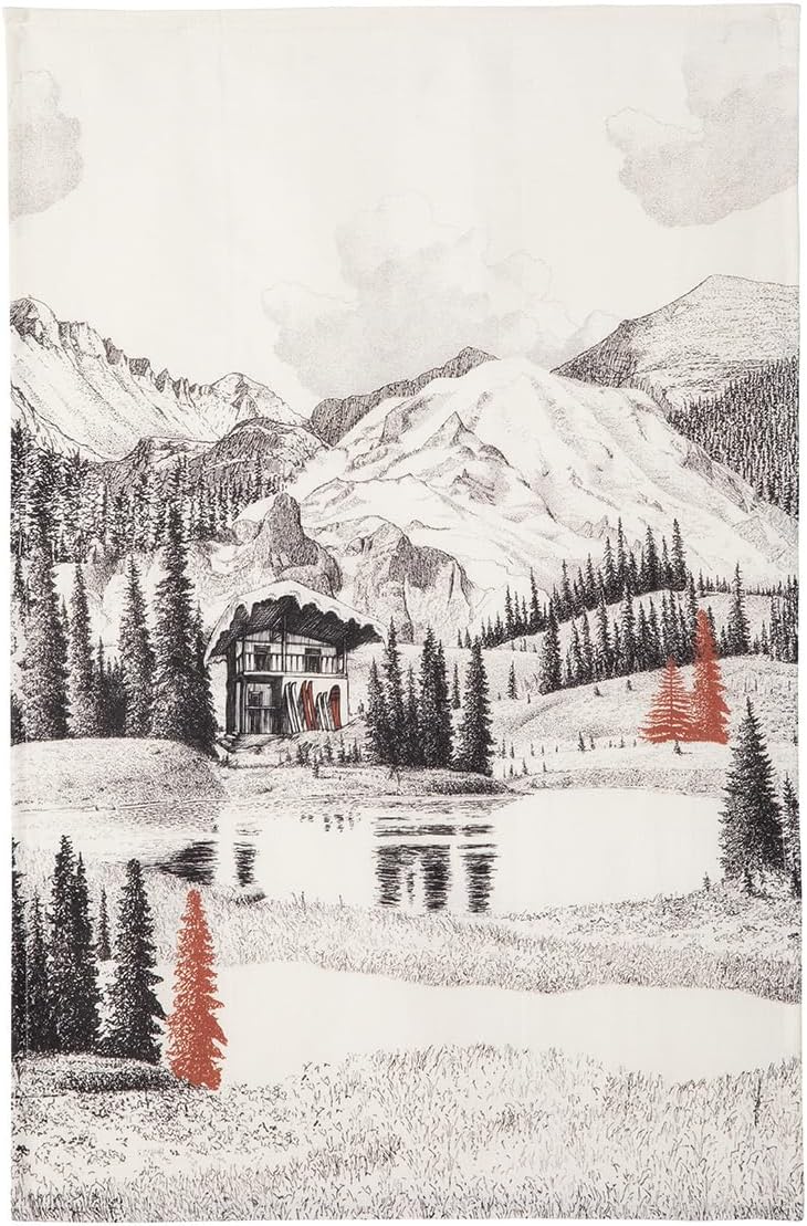 Coucke French Linen Digitally Printed Towel, Paysage Montagnard, 20-Inches by 30-Inches, Multi Colored, 100% Linen