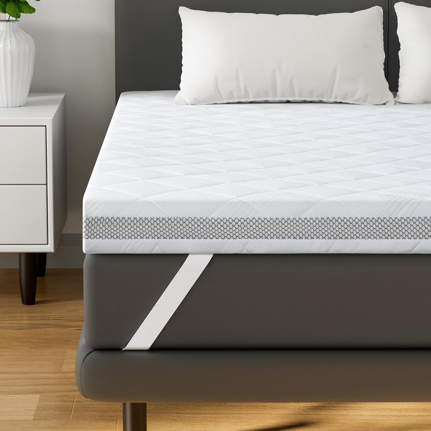 BedStory Surmatelas 140 x 190 x 7cm en Mousse à Mémoire de Forme, Bambou et Gel - Confort et