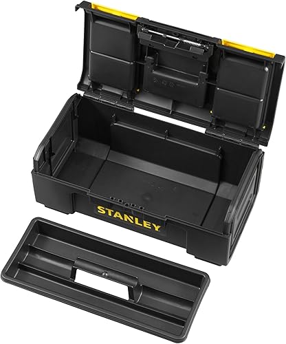 Miniatura 3 de STANLEY Caja de herramientas DIY con 1 pestillo táctil, 2 organizadores de tapa para piezas pequeñas, 16 pulgadas, 1-79-216
