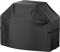 VIBOOS 58 Inch Waterproof Grill Cover for BBQ Gas Grills - Anti-UV, Rip-Proof, Windproof with Straps & Drawstring, Outdoor Protection, Black