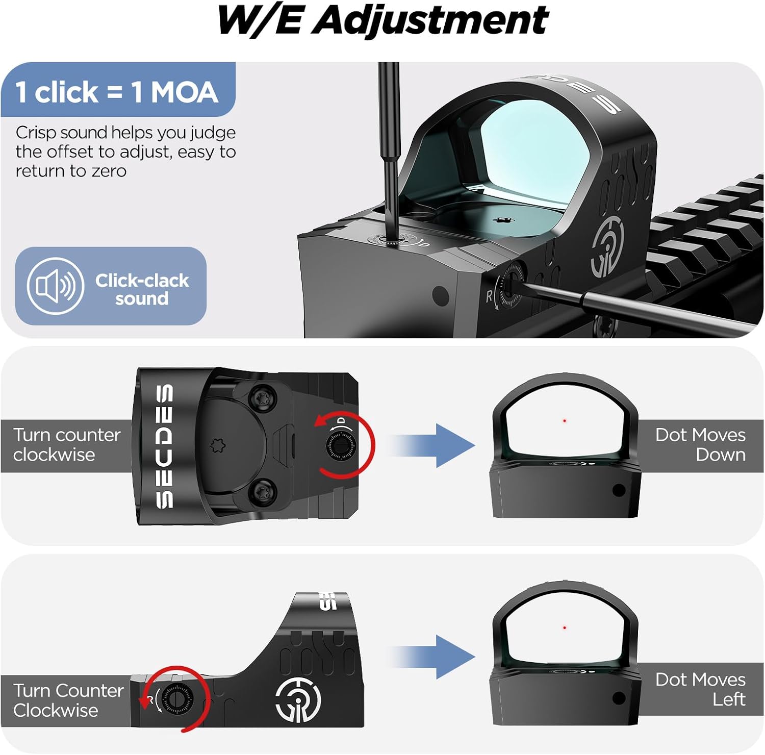 3 MOA Red Dot Sight,Dot Open Reflex Optical Sights for Subcompact Pistol with Shake Awake Technology Durable Parallax Free Handgun Sight