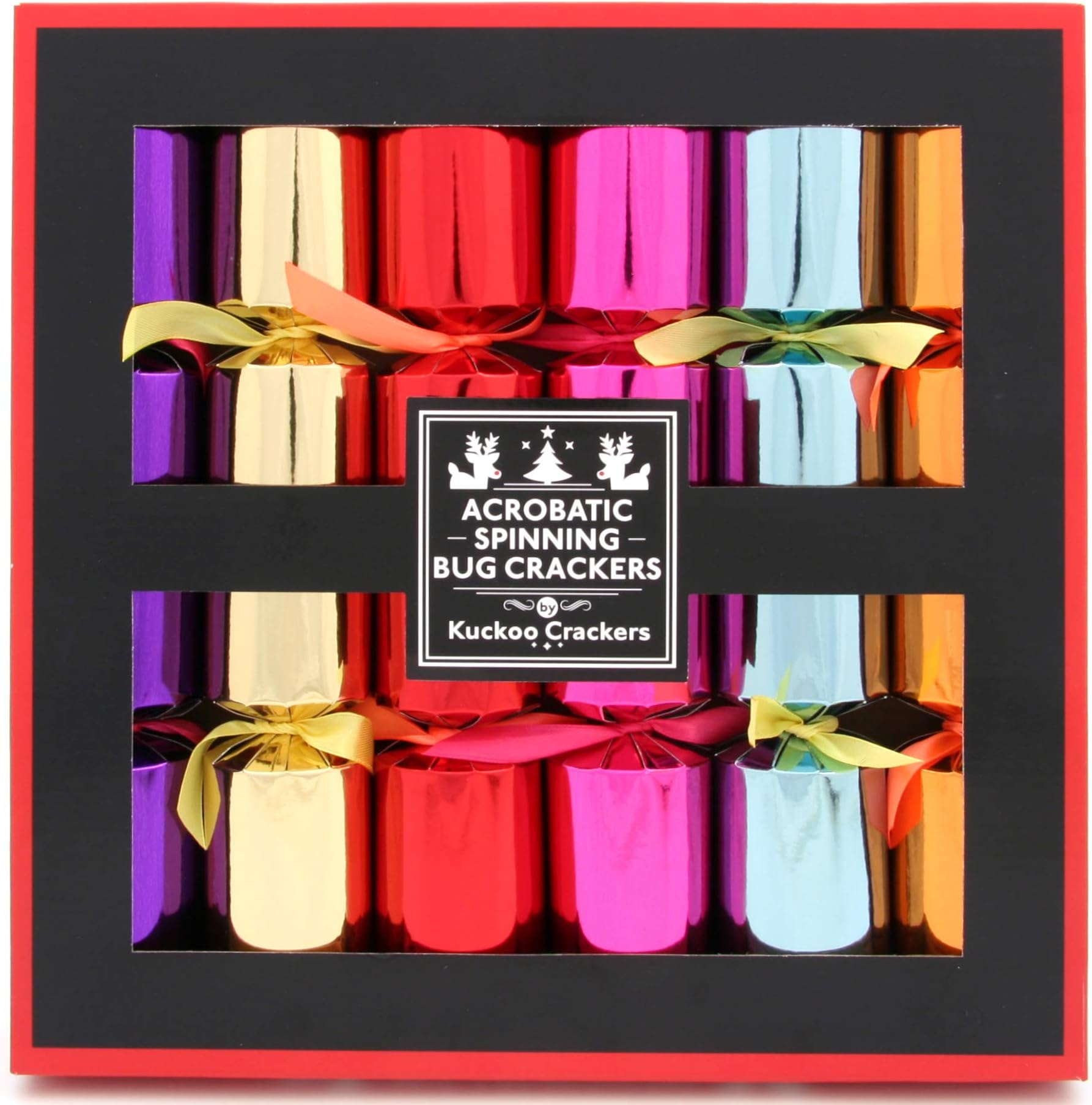 Kuckoo Crackers - 6 x 12-inch Acrobatic Spinning Bug Christmas Crackers