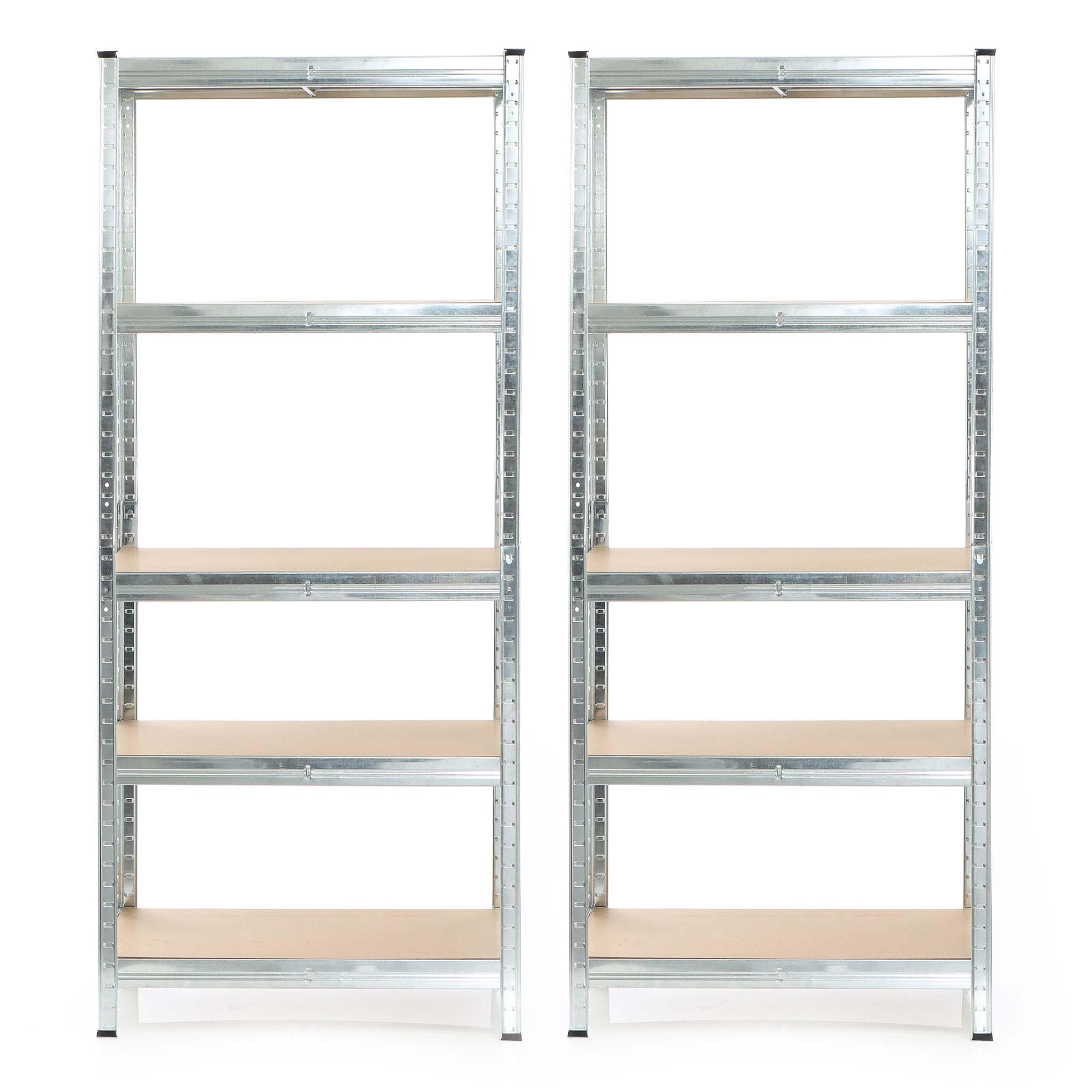 Wiltec 2x Regał magazynowy z ocynkowanej stali 75 x 30 x 174 cm, regał garażowy do 875 kg z montażem bez narzędzi, regał do piwnicy i magazynu