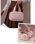 Sac de maquillage de voyage Grande capacité Plat ouvert Sacs de toilette pour les femmes Portable Sacs cosmétiques imperméables Organisateur avec poignée et diviseur Trousse d'organisateur de maquillage