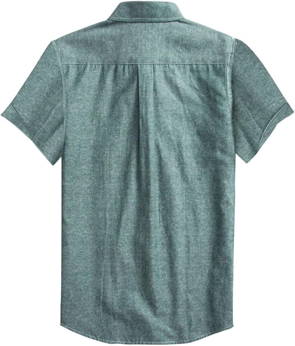 Mens Oxford Shirt Short Sleeve Regular Fit Casual Button Down Shirt with Pocket - Image 3