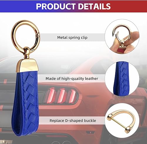 Miniatura 3 de NTNEV Llavero de cuero genuino para automóvil, llavero universal para automóvil, hecho a mano, rotación de 360 grados con anillo en D antipérdida, 2