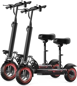 Electric Scooter for Adults with Seat, 1500W Peak Motor, 45-Mile Range, 25Mph Fast Speed, 48V 13AH Battery, Heavy Duty 300+ lbs, Dual Disc Brake, 10" Off-Road Foldable e Scooter for Tenns