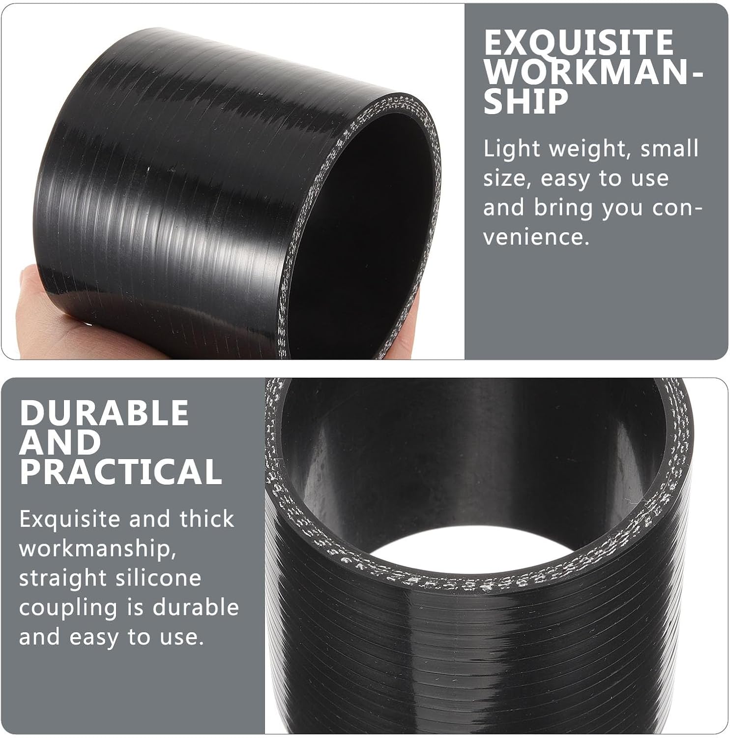 Didiseaon Fitting Connector for Hydraulic Applications Refrigeration Reinforced Straight Silicone Coupling Hose to 3 Inch Black Easy Install Universal