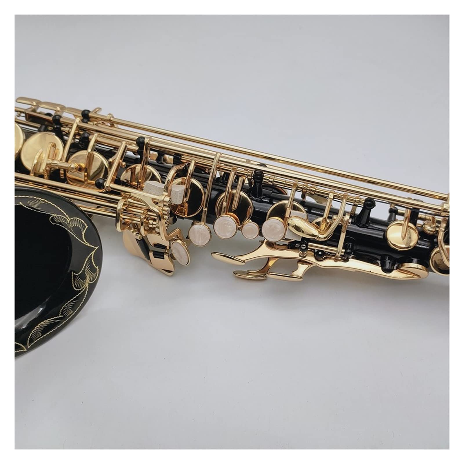 Sassofono Tenore BB Tune Strumento A Fiato in Oro Laccato Nichel Nero con Accessori per Custodia Sassofono Studenti
