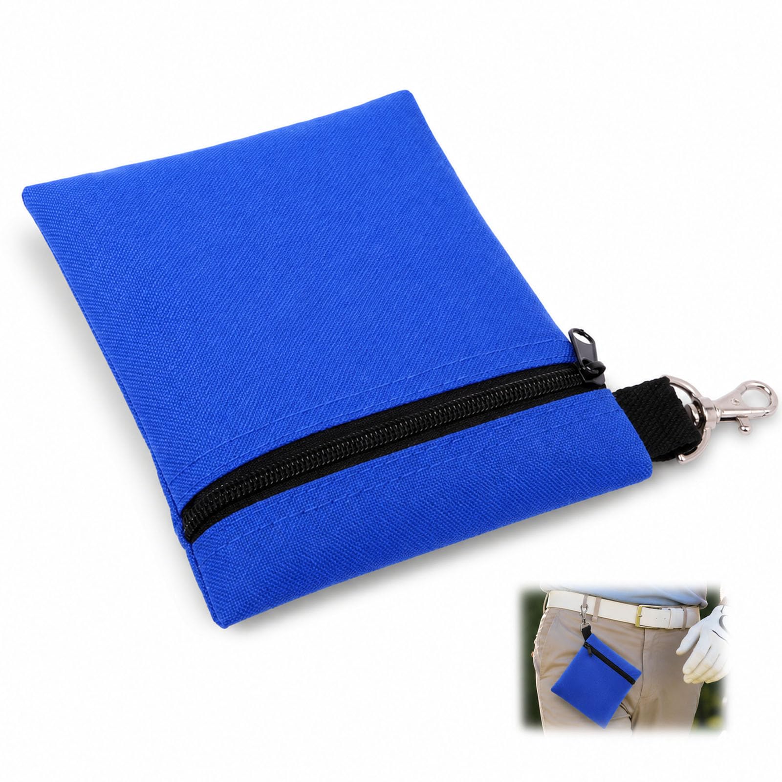 GDFGMY Sapphire Blue Mini Zipper Storage Pouch with Metal Lobster Clasp, Portable Nylon Carry Bag for Golf Tees, Ball Markers & Small Daily Accessories