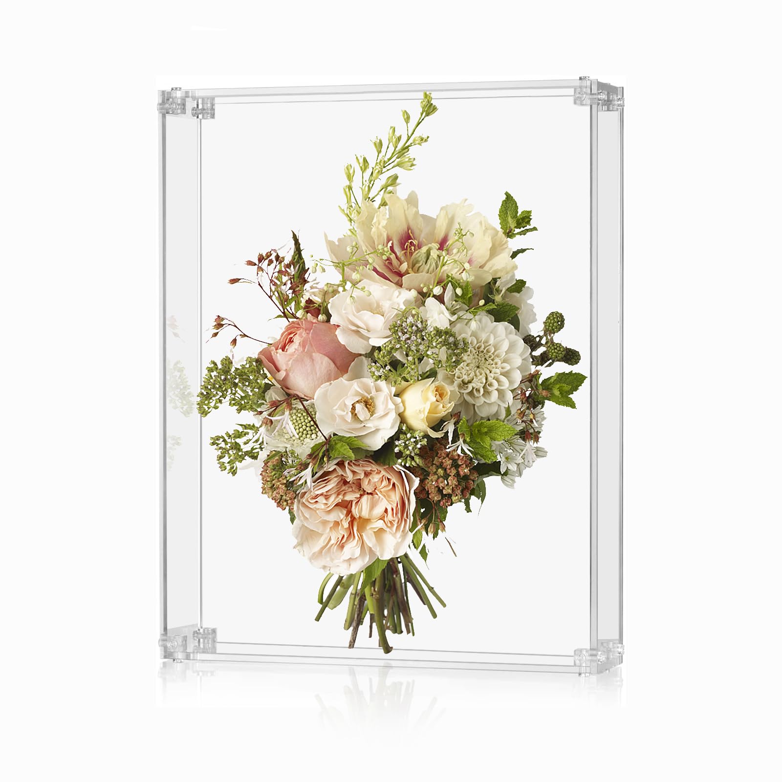 CHONOVO 11x14 Acrylic Shadow Box Frame Large 2.5" Deep Shadow Box Display Case Clear Shadowbox Memory Box for Wedding Bouquet,Memorabilia,Dried Flowers,Wall Mount & Tabletop, Easy Assembly, 1 Pack
