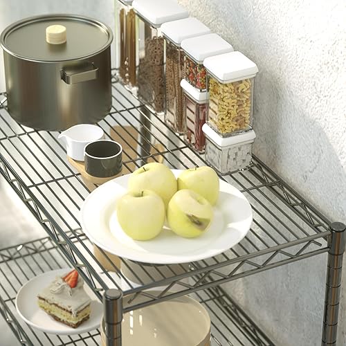 Miniatura 4 de Dlewmsyic Estantería pequeña de alambre de 3 niveles, estantes de metal para almacenamiento, estantería independiente, estante de alambre de 23