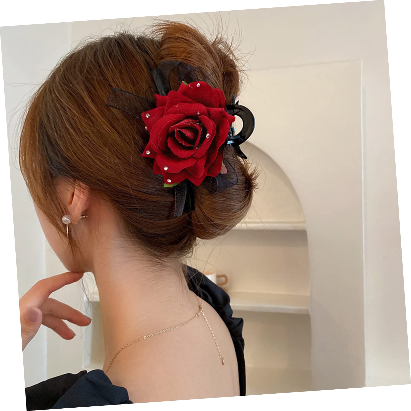 FRCOLOR 5 Pz fermaglio per rosa hair clip hair pin mollette per alla francese clip ad artiglio molletta fermaglio per fiore per con fiocco in pizzo