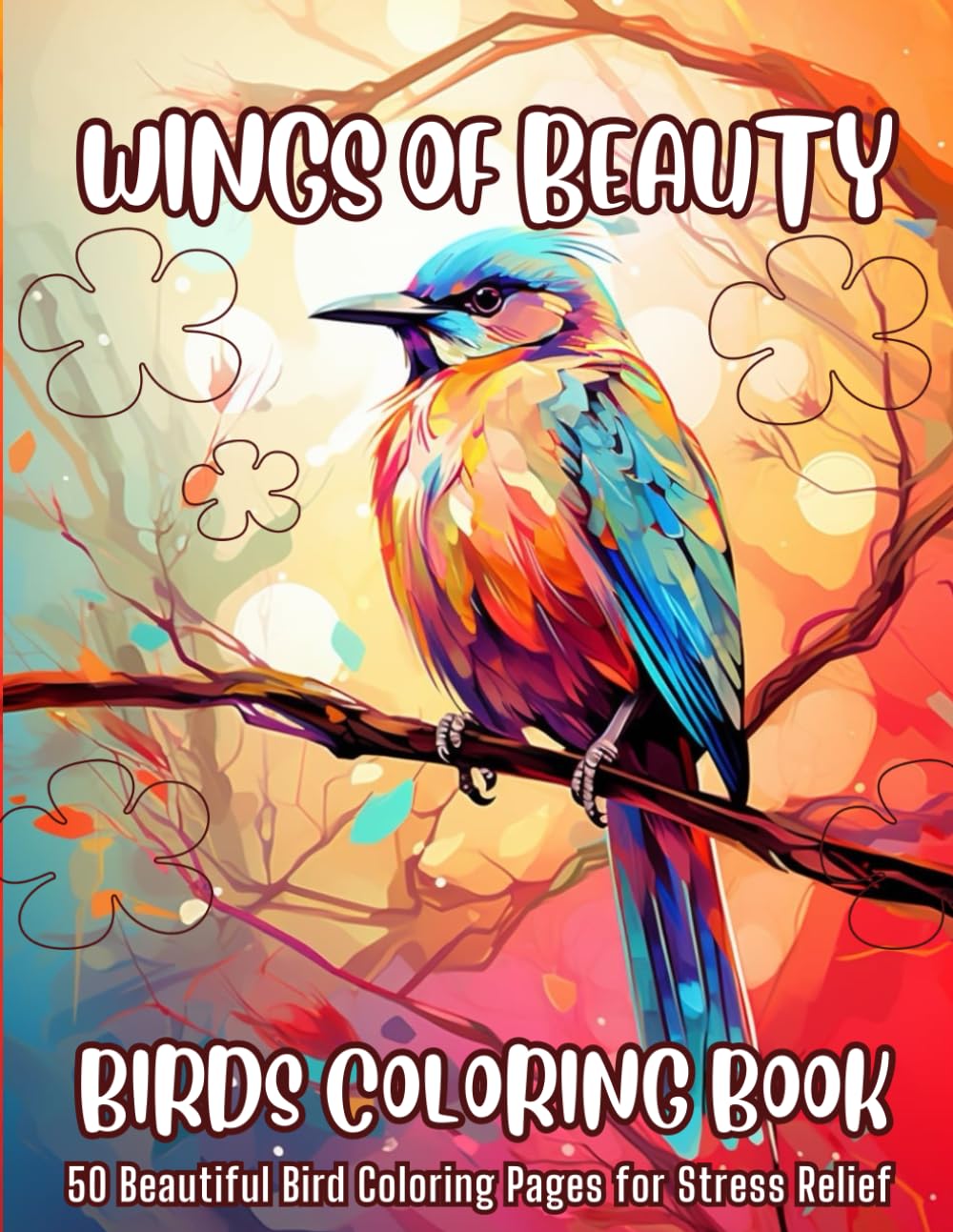 Wings of Beauty: Birds Coloring Book: 50 Beautiful Bird Coloring Pages for Stress Relief