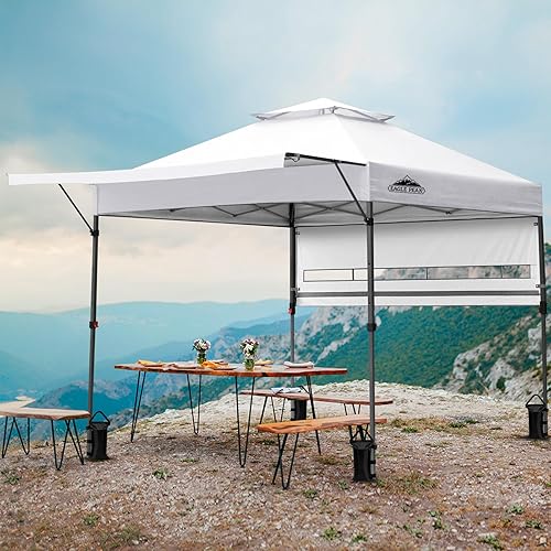 Vista 12 de EAGLE PEAK Tienda de campaña desplegable de 17 x 10 pulgadas, refugio instantáneo para exteriores con media toldo ajustable doble