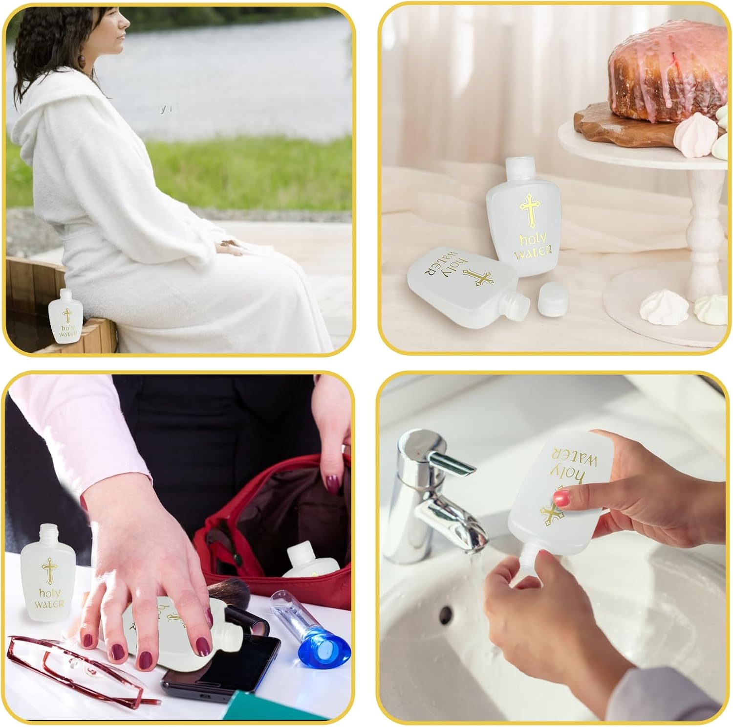 60 Pcs Holy Water Bottles Bulk, 2oz Small Holy Water Bottle Plastic Holy Water Empty Containers Reusable for Catholic Church Baptism Baby Shower First Communion Holy Week Activities or Daily Prayer