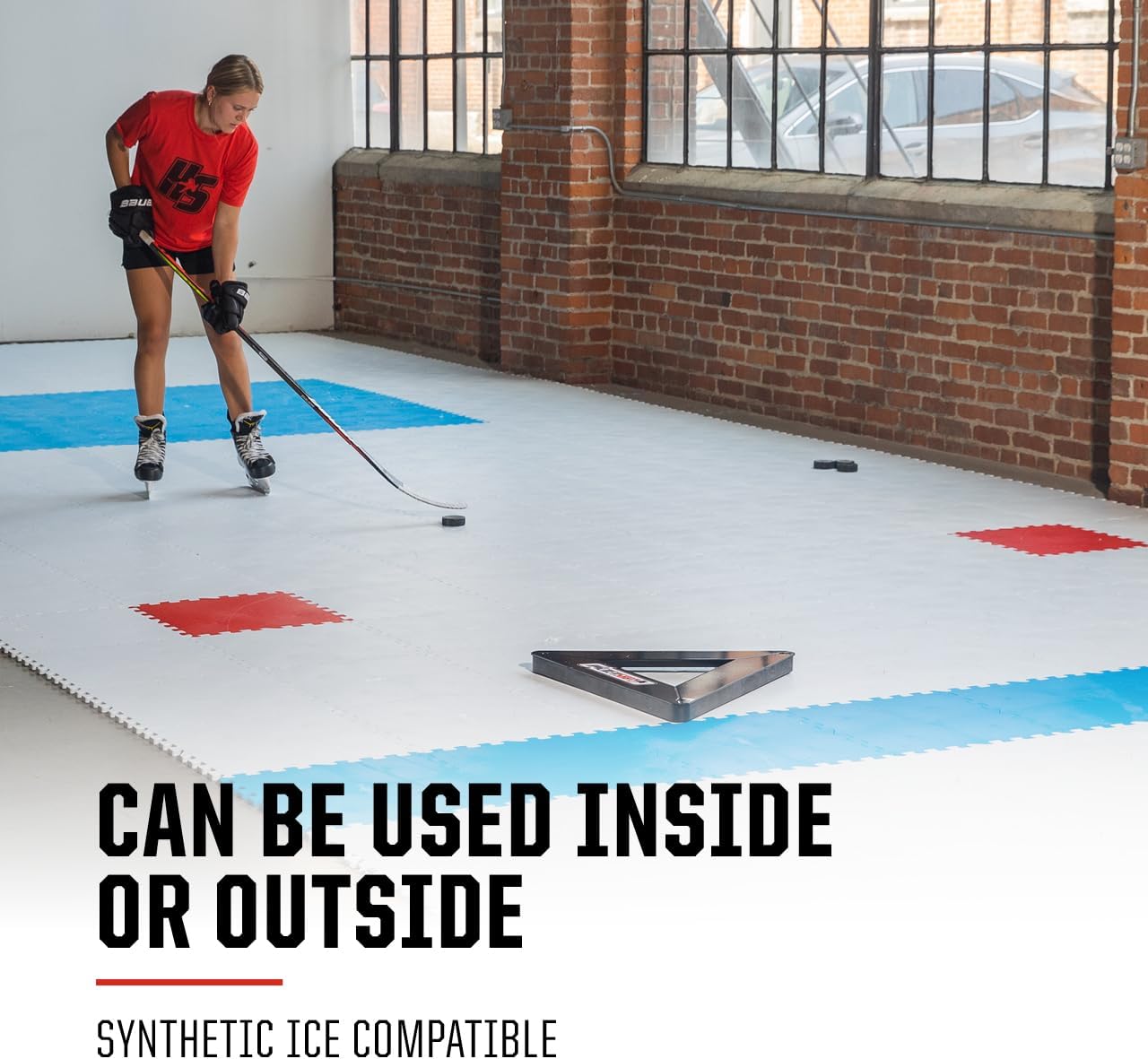 HockeyShot Extreme Triangle Passer 2.0 – Ultimate Hockey Passer Puck Rebounder, Durable Steel Frame, Realistic Rubber Rebounder, Compact 3-Sided Design, Easy to Carry and Store, On and Off-Ice Use